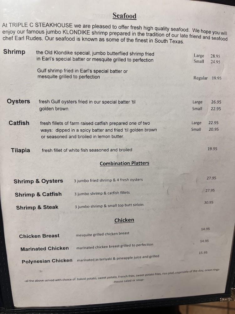 Triple C Steakhouse Menu image 1